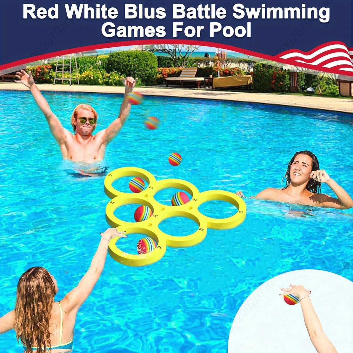 1+10pcs Swimming Pool Toss Game Set, Family Water Sports Floating Pool Toys, Throwing Game ，Suitable for Family Friends